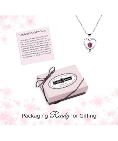 Girl's Sterling Silver Dancing Heart Simulated Birthstone Necklace 04-April 16-18 $19.03 Necklaces