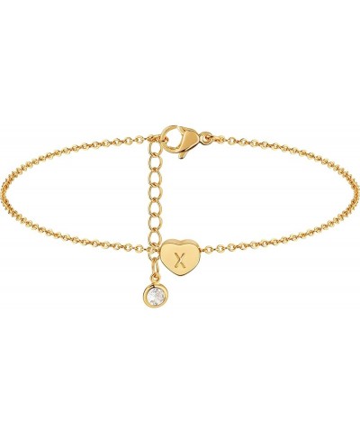 Heart Initial Anklet 14k Gold Plated Dainty Simple Letter Ankle Bracelet Cute Adjustable Personalized Summer Beach Foot Chain...