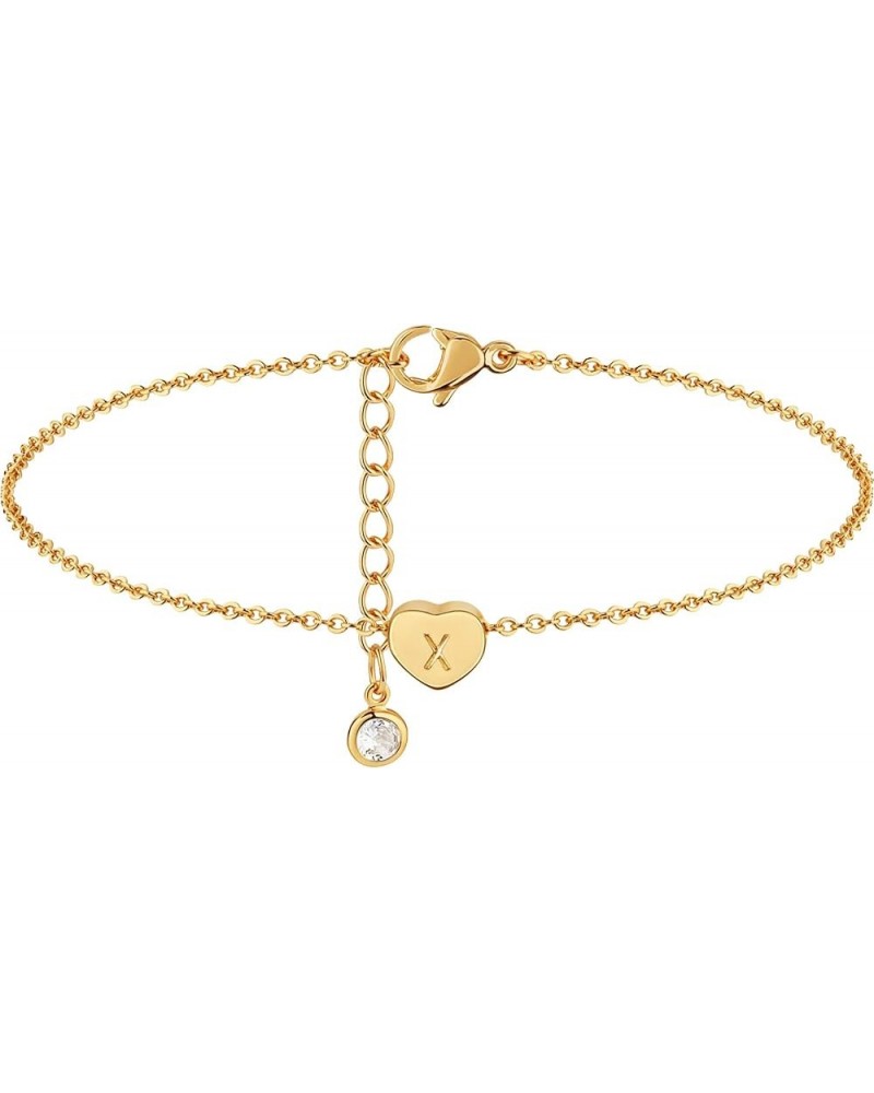 Heart Initial Anklet 14k Gold Plated Dainty Simple Letter Ankle Bracelet Cute Adjustable Personalized Summer Beach Foot Chain...