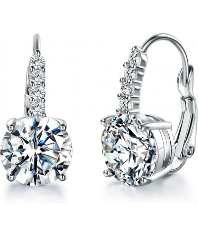 White Gold Plated Round Cut Cubic Zirconia Drop Dangle Earrings Prong Setting Bridal Earrings for Women $10.00 Earrings