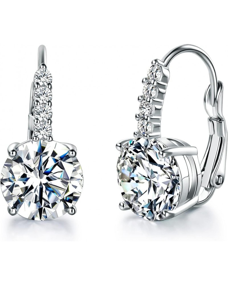 White Gold Plated Round Cut Cubic Zirconia Drop Dangle Earrings Prong Setting Bridal Earrings for Women $10.00 Earrings