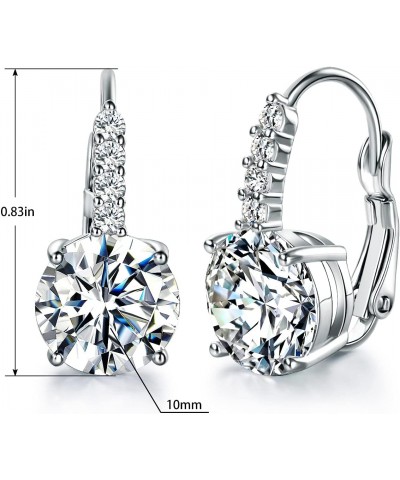 White Gold Plated Round Cut Cubic Zirconia Drop Dangle Earrings Prong Setting Bridal Earrings for Women $10.00 Earrings