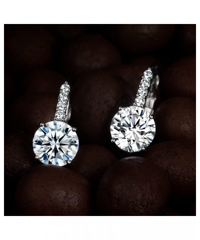 White Gold Plated Round Cut Cubic Zirconia Drop Dangle Earrings Prong Setting Bridal Earrings for Women $10.00 Earrings