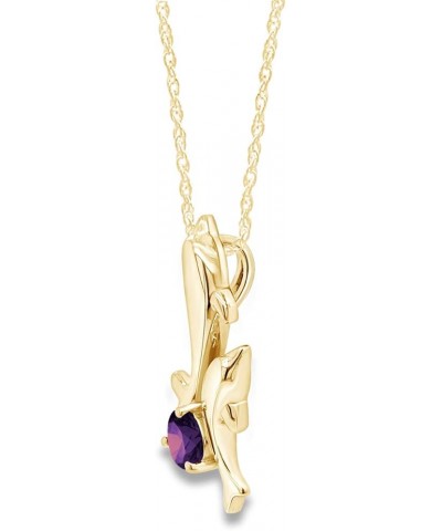 Simulated Birthstones Playing Dolphins Pendant Necklace in 14k Yellow Gold Over Sterling Silver Simulated Amethyst $31.85 Nec...