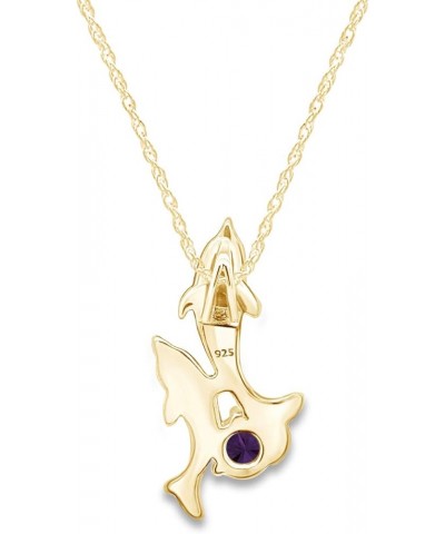 Simulated Birthstones Playing Dolphins Pendant Necklace in 14k Yellow Gold Over Sterling Silver Simulated Amethyst $31.85 Nec...