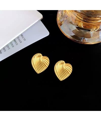 Gold Chunky Earrings for Women Wavy Button Earrings Square Heart Stud Earrings Gold Statement Geometric Drop Earrings Gift fo...