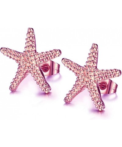 Bohemian Gold-color Starfish Stud Earrings Lovely Ocean Star Post Earring for Women Girls Boho Jewelry Rose gold $8.39 Earrings