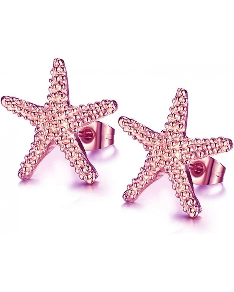 Bohemian Gold-color Starfish Stud Earrings Lovely Ocean Star Post Earring for Women Girls Boho Jewelry Rose gold $8.39 Earrings