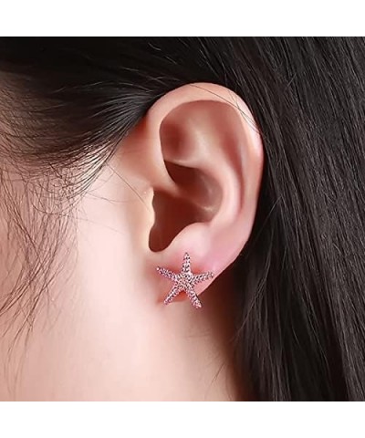 Bohemian Gold-color Starfish Stud Earrings Lovely Ocean Star Post Earring for Women Girls Boho Jewelry Rose gold $8.39 Earrings