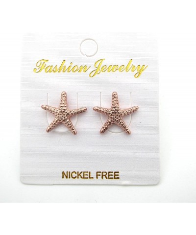 Bohemian Gold-color Starfish Stud Earrings Lovely Ocean Star Post Earring for Women Girls Boho Jewelry Rose gold $8.39 Earrings