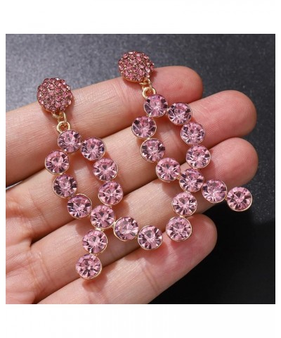 Glitter Rhinestone Pink Ribbon Drop Earrings Beaded Breast Cancer Awareness Earrings Jewelry for Women Breast Cancer Survivor...