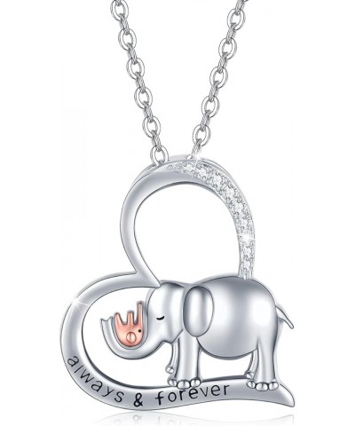 Elephant with Evil Eye Necklace S925 Sterling Silver Celtic Pendant Good Luck Elephant Protection Heart Charm Necklaces Jewel...