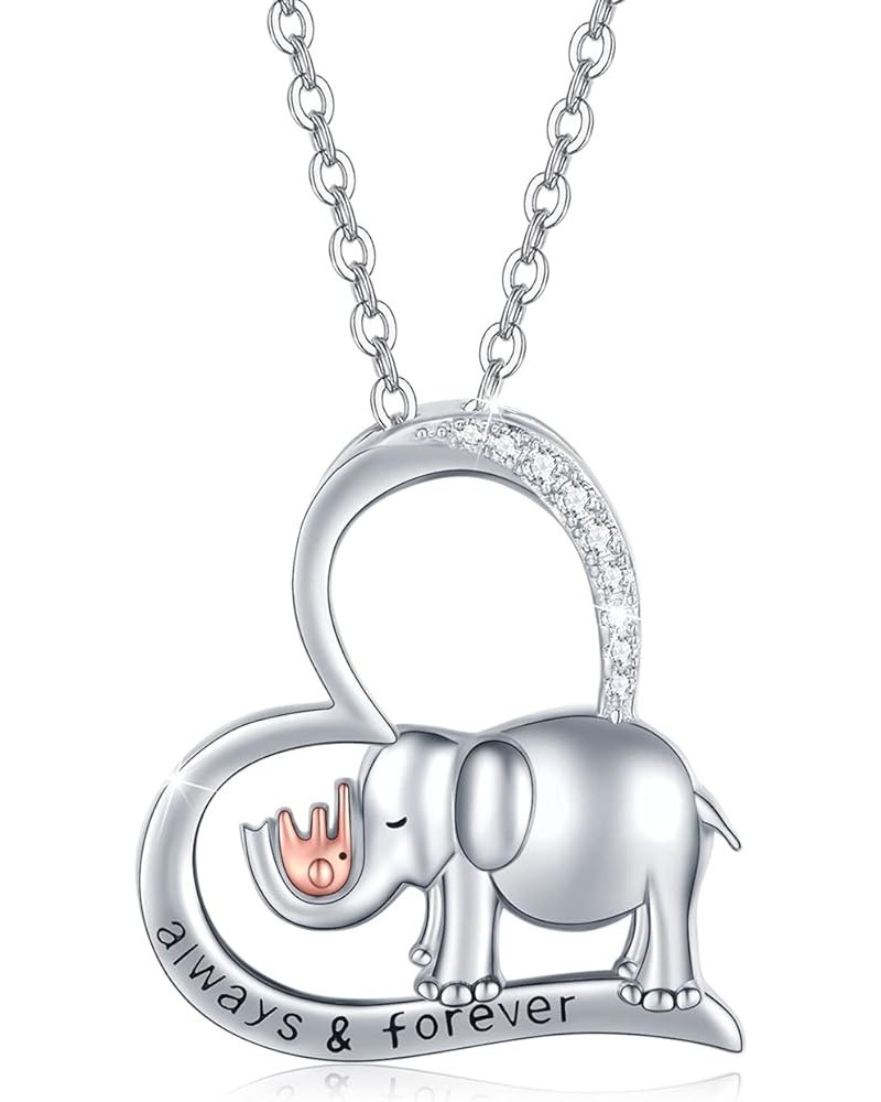 Elephant with Evil Eye Necklace S925 Sterling Silver Celtic Pendant Good Luck Elephant Protection Heart Charm Necklaces Jewel...