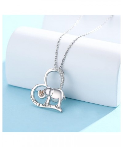 Elephant with Evil Eye Necklace S925 Sterling Silver Celtic Pendant Good Luck Elephant Protection Heart Charm Necklaces Jewel...