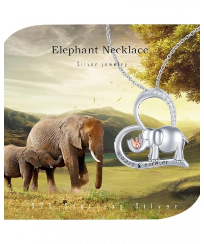 Elephant with Evil Eye Necklace S925 Sterling Silver Celtic Pendant Good Luck Elephant Protection Heart Charm Necklaces Jewel...