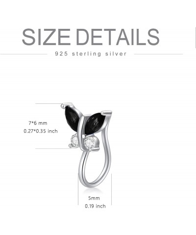 925 Sterling Silver Butterfly Nose Rings Cuff for Non Pierced Nose Clip On Nose Ring with Simulated Birthstone Jet Black $13....