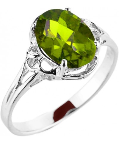 14k Gold August Birthstone Oval Peridot Gemstone Solitaire Ring White Gold $110.70 Rings