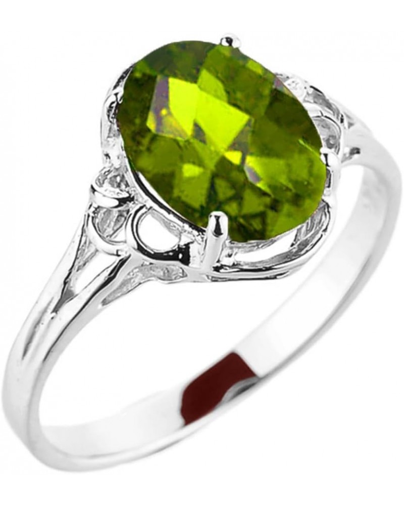 14k Gold August Birthstone Oval Peridot Gemstone Solitaire Ring White Gold $110.70 Rings