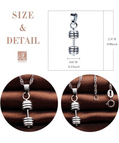 925 Sterling Silver Dumbbell Barbell Gym Buff Pendant Necklace for Women 18 $11.54 Necklaces