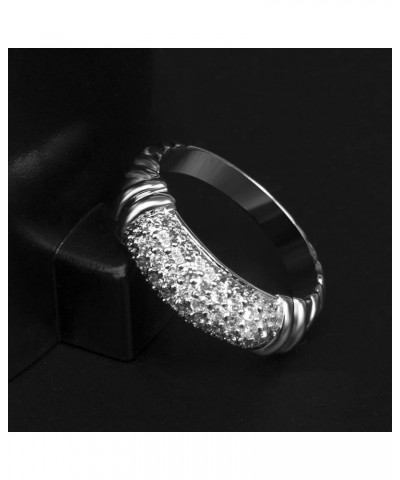 Designer Inspired Cubic Zirconia Ring Twisted Cable Wire Dainty Eternity Ring for Women Fashion Brand Jewelry Gift Silver $12...