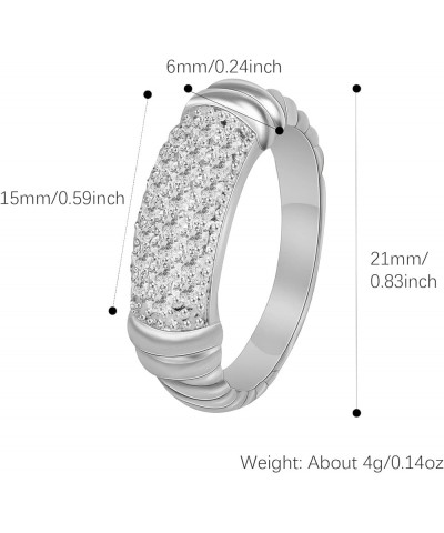 Designer Inspired Cubic Zirconia Ring Twisted Cable Wire Dainty Eternity Ring for Women Fashion Brand Jewelry Gift Silver $12...