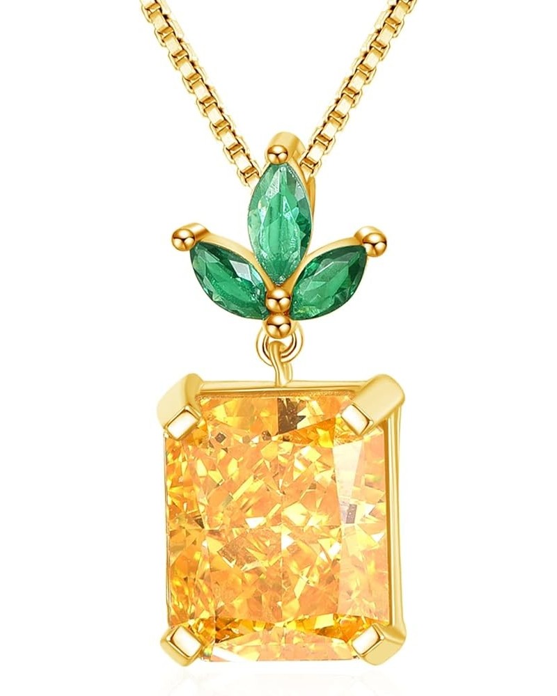 AENEAS Pineapple Citrine Necklace Sterling Silver Pineapple Pendant Jewelry Pineapple Gifts for Women Girls with Gift Box 18+...