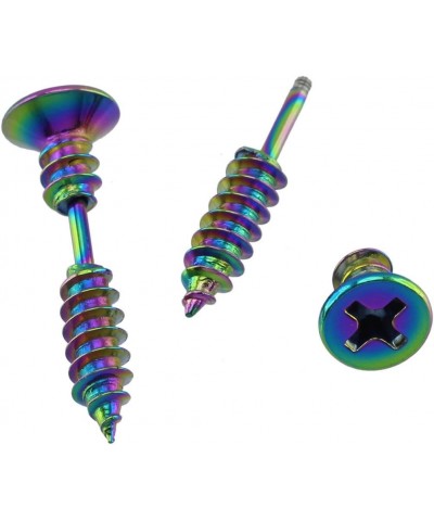 2pcs 16G Rainbow Stainless Steel Phillips Screws Punk Ear Studs Earrings Fake Ear Tunnels Plugs for Men Women $6.73 Earrings