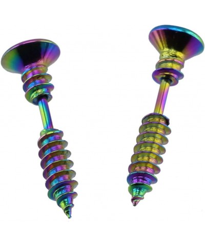 2pcs 16G Rainbow Stainless Steel Phillips Screws Punk Ear Studs Earrings Fake Ear Tunnels Plugs for Men Women $6.73 Earrings