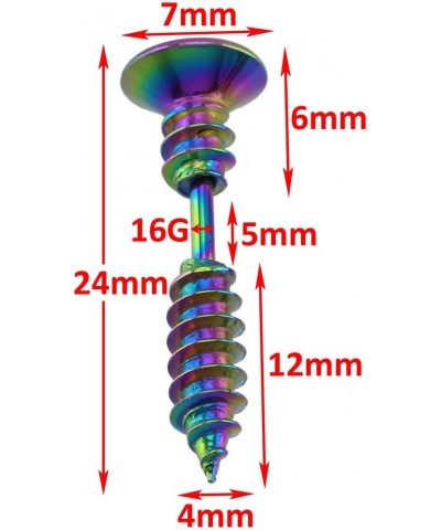 2pcs 16G Rainbow Stainless Steel Phillips Screws Punk Ear Studs Earrings Fake Ear Tunnels Plugs for Men Women $6.73 Earrings