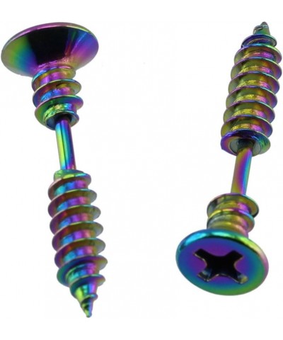 2pcs 16G Rainbow Stainless Steel Phillips Screws Punk Ear Studs Earrings Fake Ear Tunnels Plugs for Men Women $6.73 Earrings