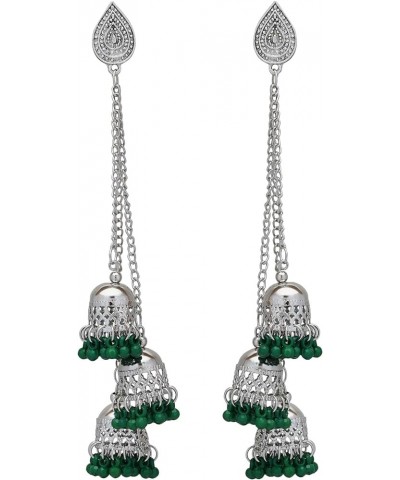 Afghani Bohemian Kashmiri Style Oxidized Drop Dangle Indian Earrings for Women and Girls Green $8.47 Earrings