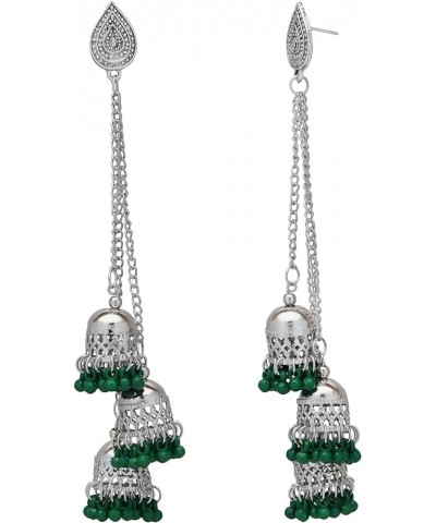 Afghani Bohemian Kashmiri Style Oxidized Drop Dangle Indian Earrings for Women and Girls Green $8.47 Earrings