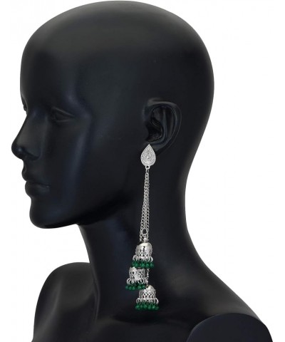 Afghani Bohemian Kashmiri Style Oxidized Drop Dangle Indian Earrings for Women and Girls Green $8.47 Earrings