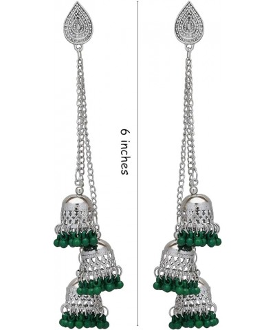 Afghani Bohemian Kashmiri Style Oxidized Drop Dangle Indian Earrings for Women and Girls Green $8.47 Earrings