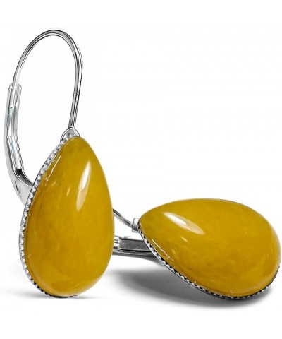 S925 Sterling Silver Waterdrop Gemstone Earrings for Women Girls A5_Yellow Agate $10.06 Earrings