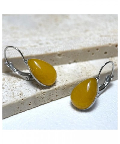 S925 Sterling Silver Waterdrop Gemstone Earrings for Women Girls A5_Yellow Agate $10.06 Earrings