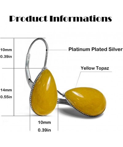 S925 Sterling Silver Waterdrop Gemstone Earrings for Women Girls A5_Yellow Agate $10.06 Earrings