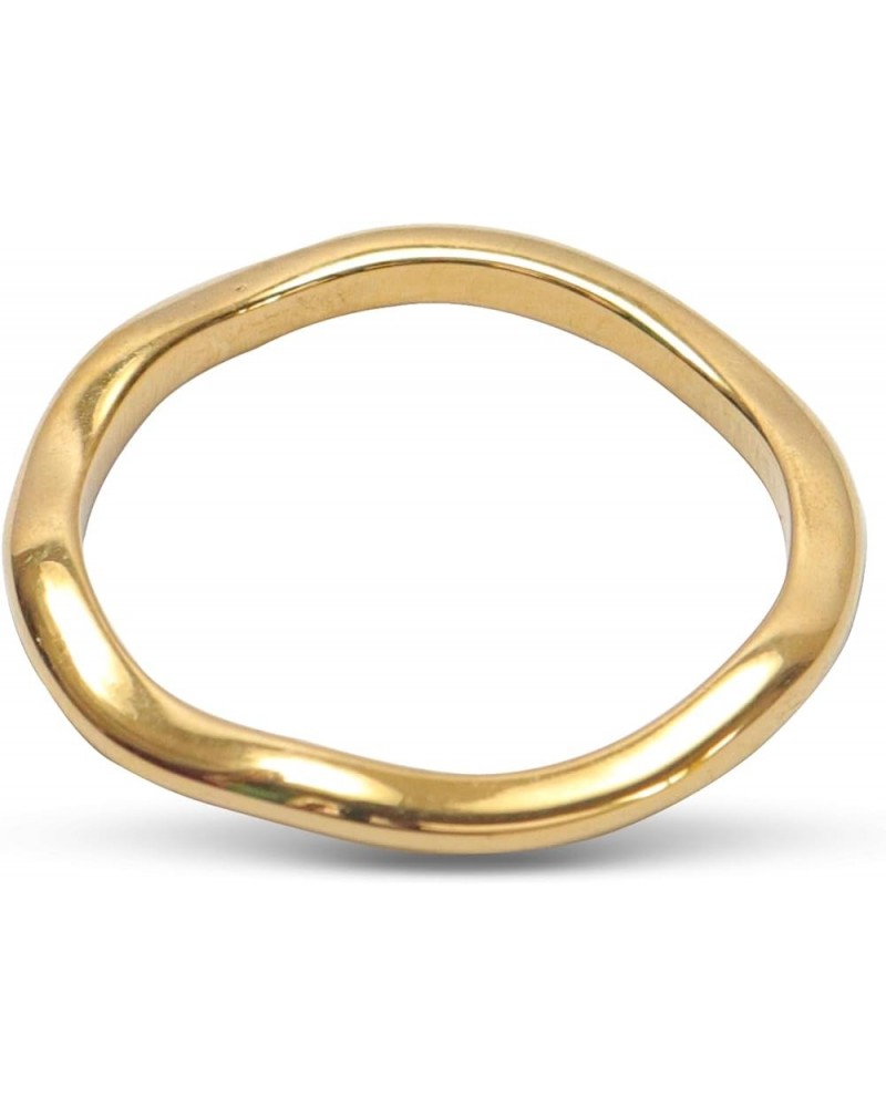 JewelVerse 18K Gold Plated Irregular Ring For Women | Gold Rings For Women | Stackable Rings | Classic Simple Wedding Band Ri...