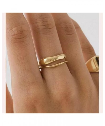 JewelVerse 18K Gold Plated Irregular Ring For Women | Gold Rings For Women | Stackable Rings | Classic Simple Wedding Band Ri...