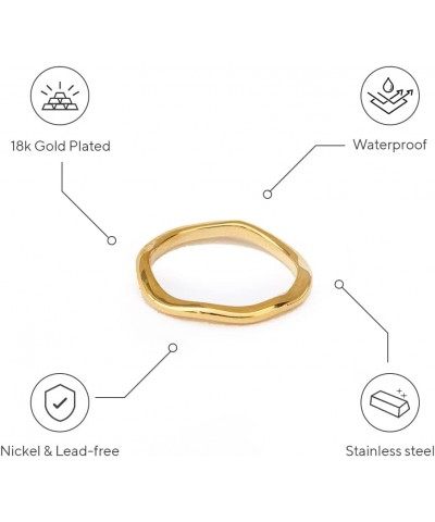 JewelVerse 18K Gold Plated Irregular Ring For Women | Gold Rings For Women | Stackable Rings | Classic Simple Wedding Band Ri...