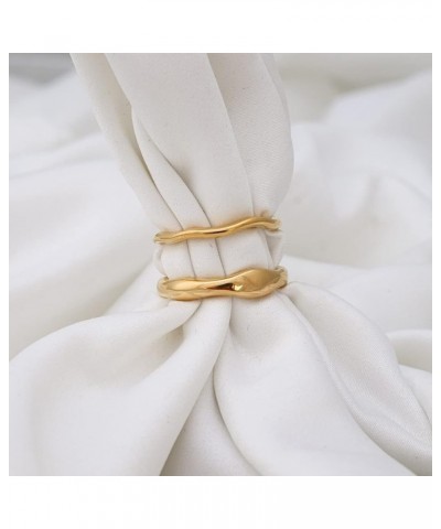 JewelVerse 18K Gold Plated Irregular Ring For Women | Gold Rings For Women | Stackable Rings | Classic Simple Wedding Band Ri...