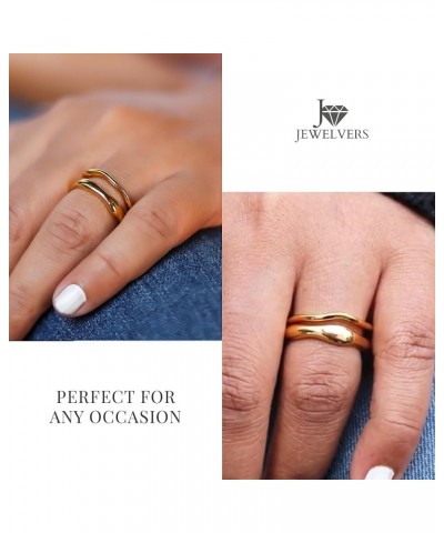 JewelVerse 18K Gold Plated Irregular Ring For Women | Gold Rings For Women | Stackable Rings | Classic Simple Wedding Band Ri...