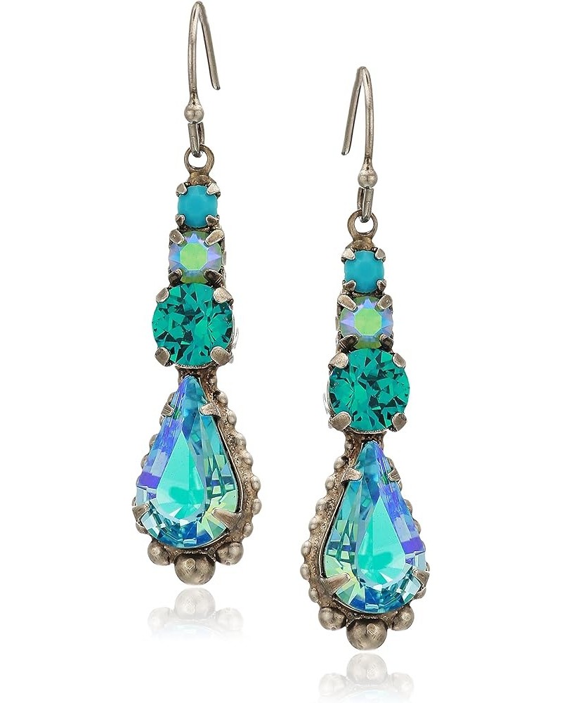 Women's Lotus Drop Earrings, Clear, 2 Blue-Green $34.00 Earrings