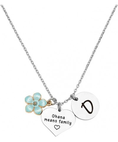 Ohana Means Family Necklace Stitch Cartoon Cute Necklace Gifts for Women Girls Initial A-Z Letter Ohana Necklace Family Membe...