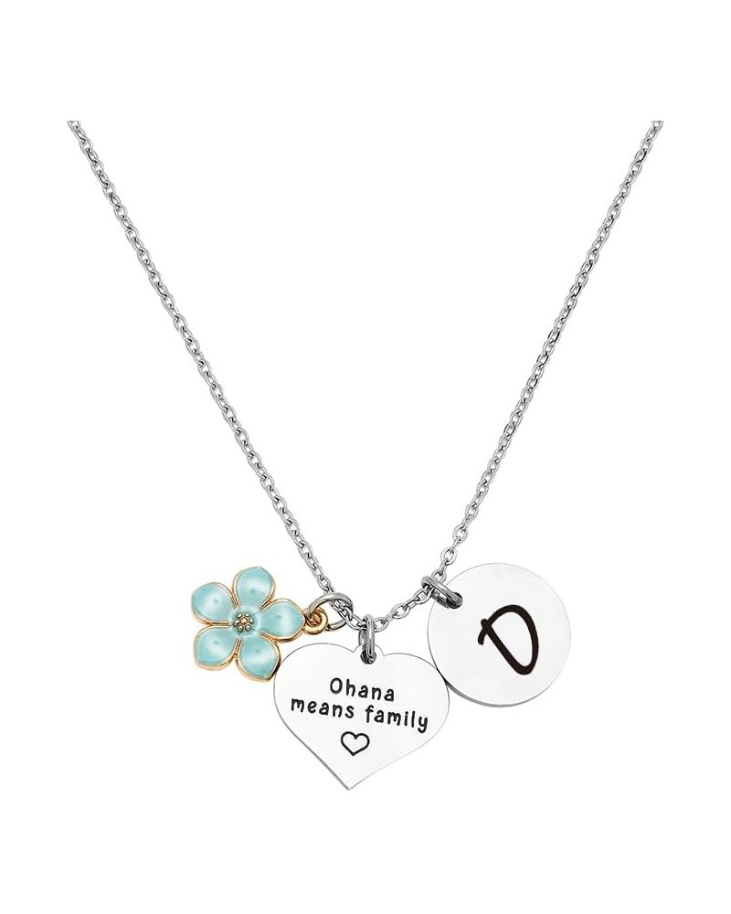 Ohana Means Family Necklace Stitch Cartoon Cute Necklace Gifts for Women Girls Initial A-Z Letter Ohana Necklace Family Membe...