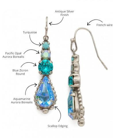 Women's Lotus Drop Earrings, Clear, 2 Blue-Green $34.00 Earrings