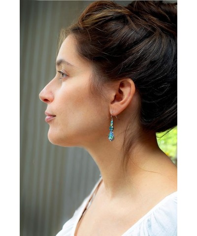 Women's Lotus Drop Earrings, Clear, 2 Blue-Green $34.00 Earrings