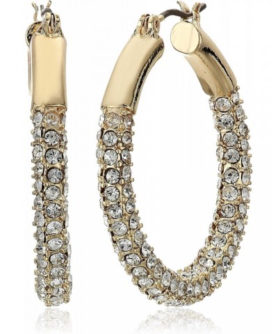 Women's Pierced Earrings Pave Tubular Hoop, Gold $16.76 Earrings