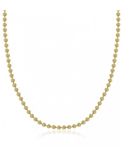 925 Sterling Silver 3mm, 4mm, 5mm Moon Cut Bead Chain Necklace - Made in Italy - Yellow, Silver 24 3MM, Yellow $41.41 Necklaces