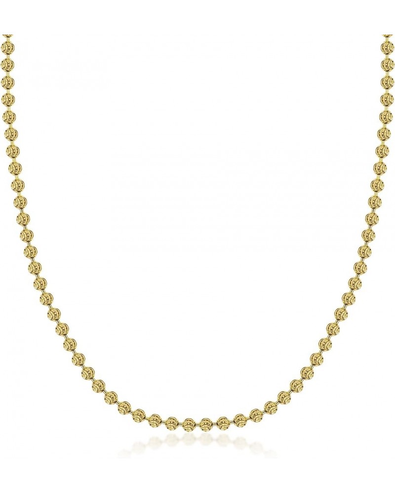 925 Sterling Silver 3mm, 4mm, 5mm Moon Cut Bead Chain Necklace - Made in Italy - Yellow, Silver 24 3MM, Yellow $41.41 Necklaces